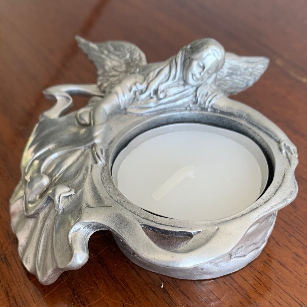 Etain Zinn Pewter Angel Tealight Holder